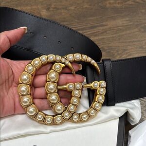 Gucci Gold and Pearl Embellished Belt